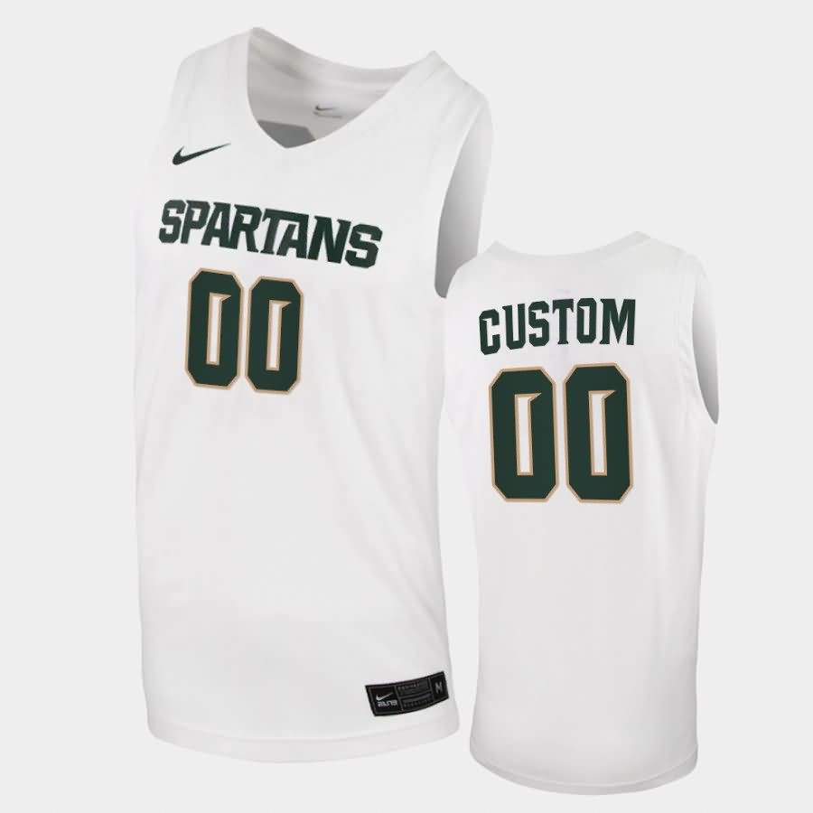 Men's Michigan State Spartans #00 Custom NCAA Nike Authentic White 2020-21 College Stitched Basketball Jersey QZ41M70ST